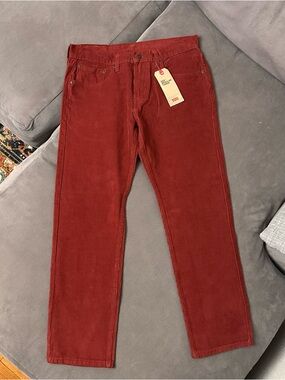 NWT Levi's 502 Jeans Mens 32x29 Taper Fit Corduroy 5-Pocket Trousers Stretch Red